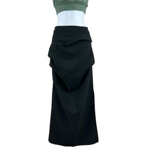 Dissh Rouched Maxi Skirt Womens‎ Size 2 Black Elegant Designer Trendy Stylish